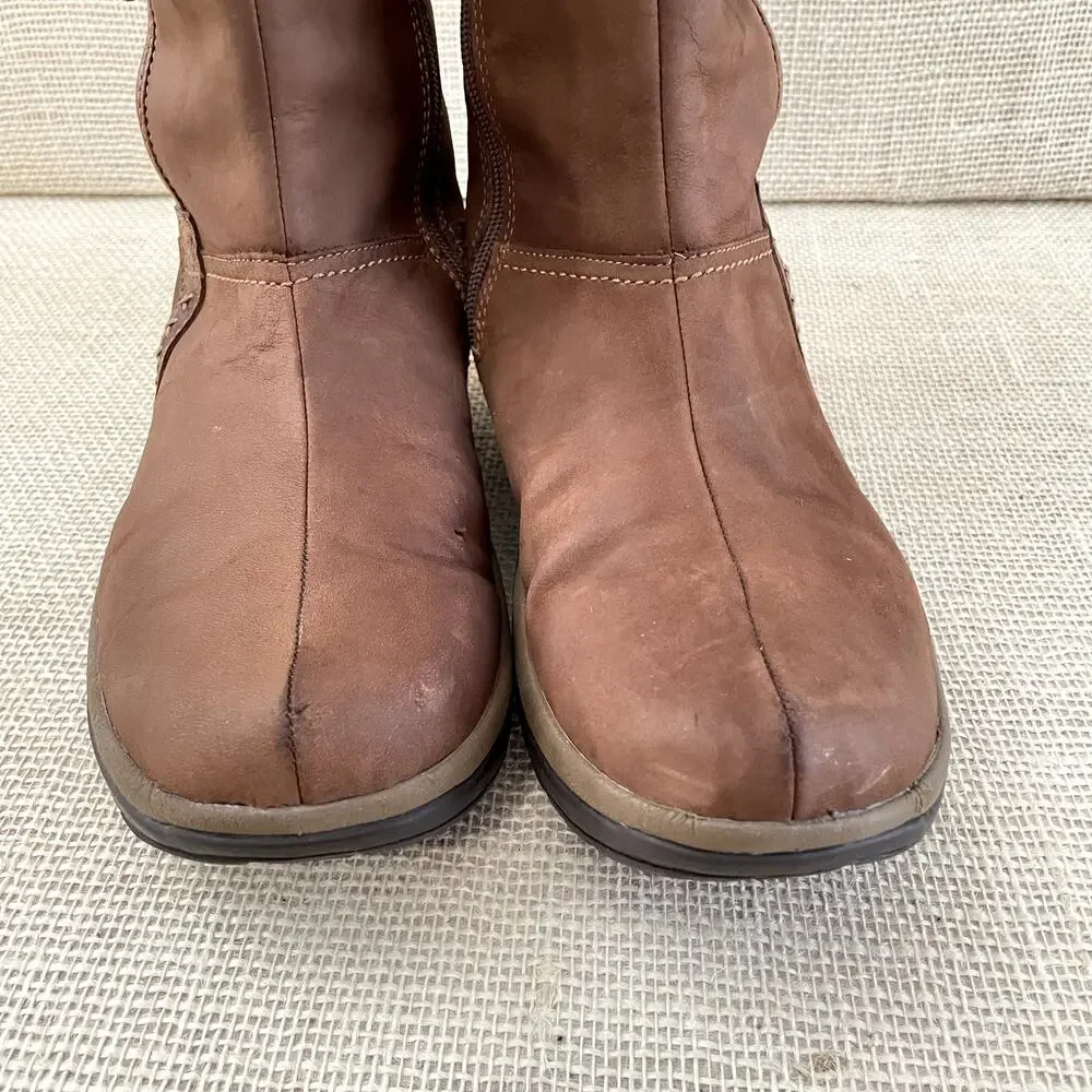 Kalso Earth Birch Boots, 14 in tall, Brownstone Suede, Leather Details, Ladies 9